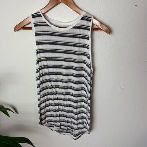 GAP Luxe Striped Muscle Tank | Black & White | Size Small